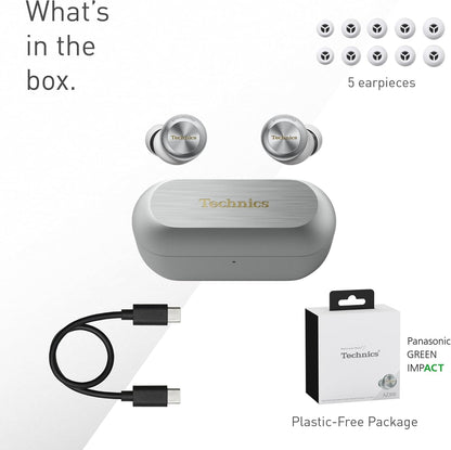 EAH-AZ100E-S Wireless Earbuds with Noise Cancelling, Multipoint Bluetooth, Voice Focus AI, Comfortable In-Ear Headphones, Silver