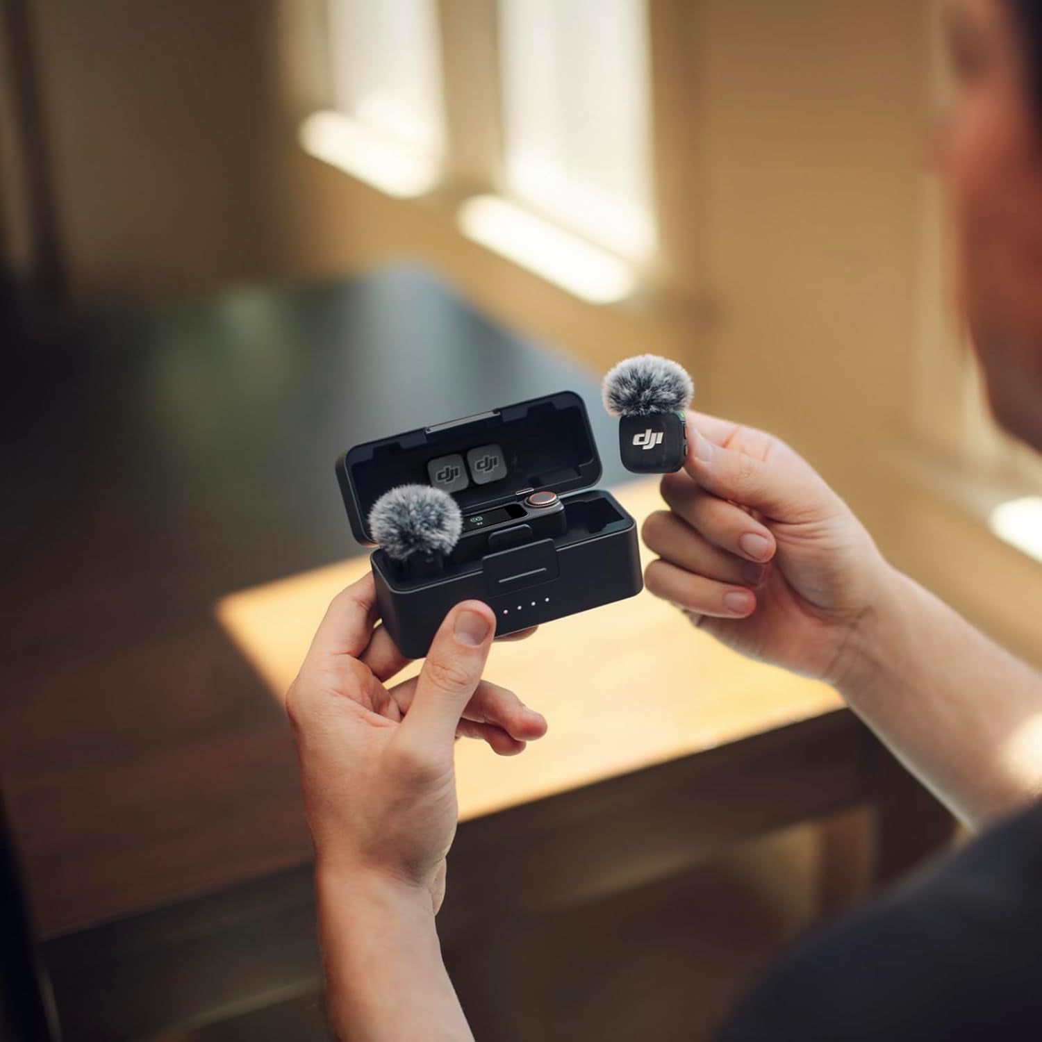 Mic 3 (2 TX + 1 RX + Charging Case), Wireless Microphone for Iphone/Camera/Android, Ultralight, Adaptive Gain Control for Balanced Volume, Dual Band Anti-Interference, 28Hrs Use, Vlog