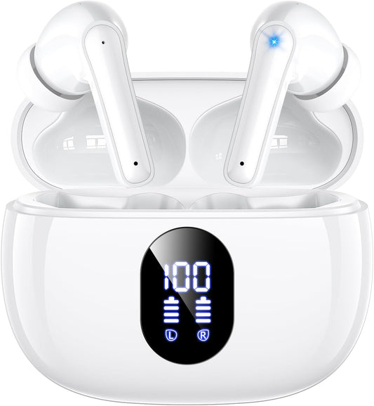 Wireless Earbuds,Bluetooth Earphones ENC Noise Cancelling Mic,Big Bass Stereo Sound,48 Hours Playtime,Lightweight In-Ear Earphone,Ipx7,Hands-Free Calls with AI for Iphone,Android,Pad,Sports,Workout
