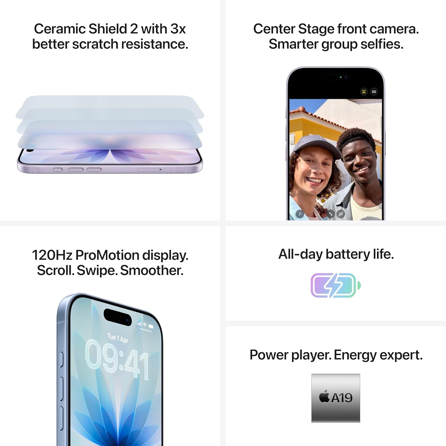 Iphone 17 256 GB: 6.3-Inch Display with Promotion, A19 Chip, Center Stage Front Camera for Smarter Group Selfies, Improved Scratch Resistance, All-Day Battery Life; Mist Blue