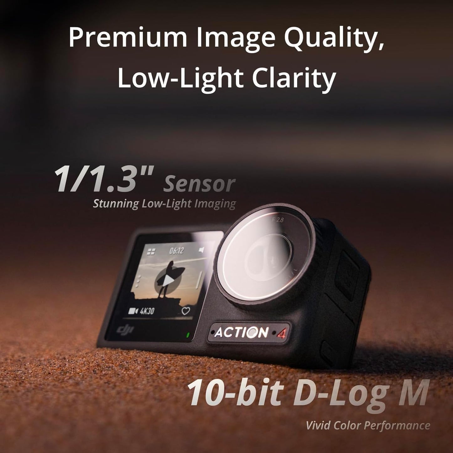 Osmo Action 4 Essential Combo, Action Camera 4K/120Fps with a 1/1.3-Inch Sensor, Stunning Low-Light Imaging Underwater Camera, 10-Bit & D-Log M Color Performance Vlogging Camera, 1770Mah Battery