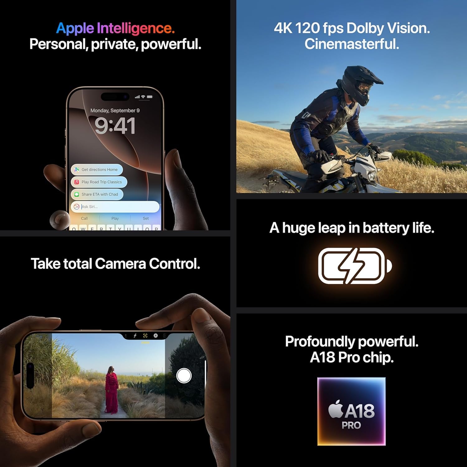 Iphone 16 Pro 256 GB: 5G Mobile Phone with  Intelligence, Camera Control, 4K 120 Fps Dolby Vision and a Huge Leap in Battery Life. Works with Airpods; Black Titanium