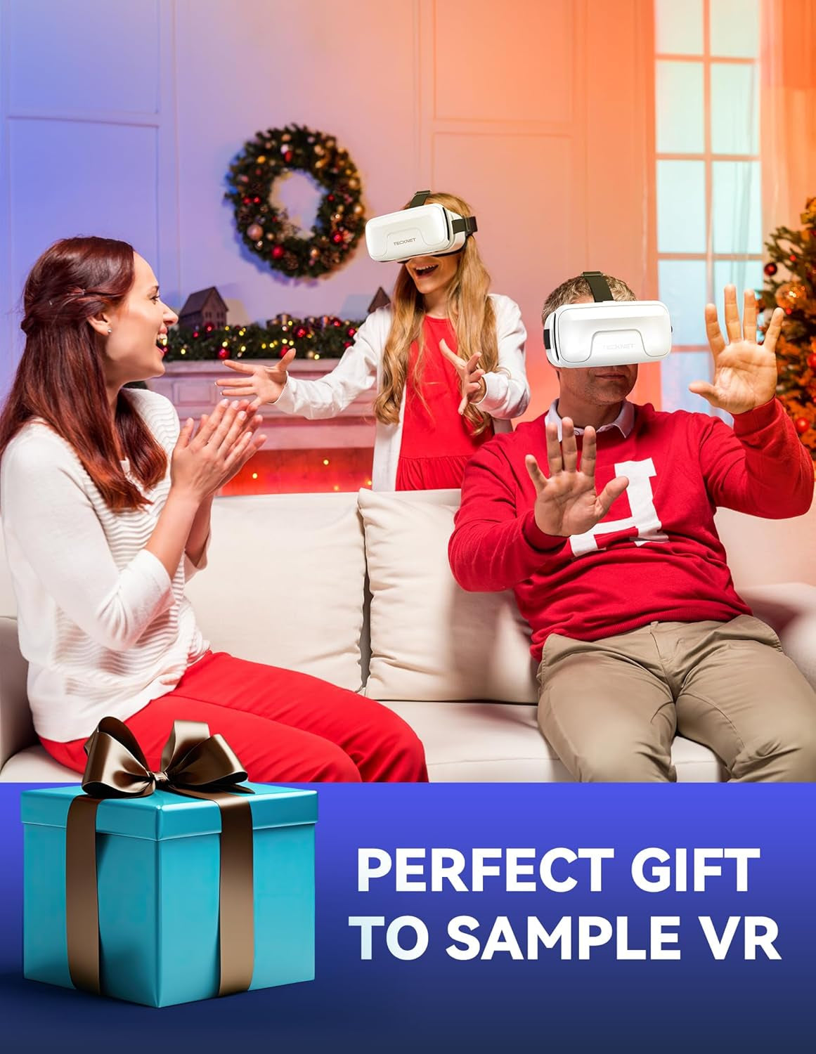 VR Headset for Phone, Virtual Reality Headsets with HD 110°FOV Anti-Blue Light Lenses & Adjustable Gears, 3D VR Headset for Kids Compatible Iphone Samsung Android 4.7-7.2"