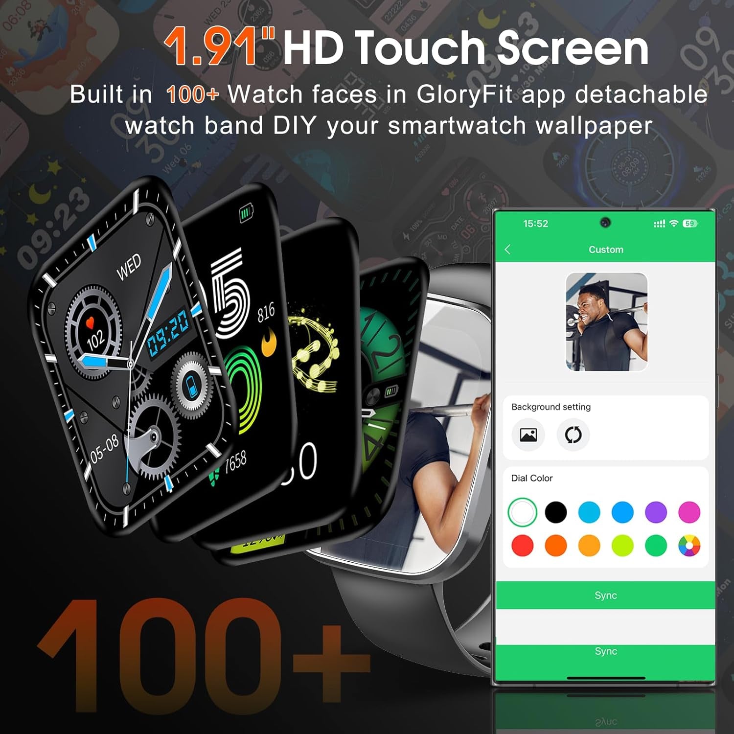 Smart Watch for Men Women(Answer/Make Calls), 1.91" Touch Smartwatch, 110+ Sport Activity Tracke with Heart Rate Sleep Monitor Step Counter, IP68 Waterproof Fitness Watch for Android Ios, Black