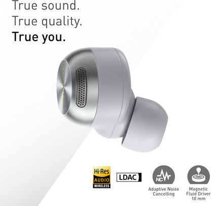 EAH-AZ100E-S Wireless Earbuds with Noise Cancelling, Multipoint Bluetooth, Voice Focus AI, Comfortable In-Ear Headphones, Silver