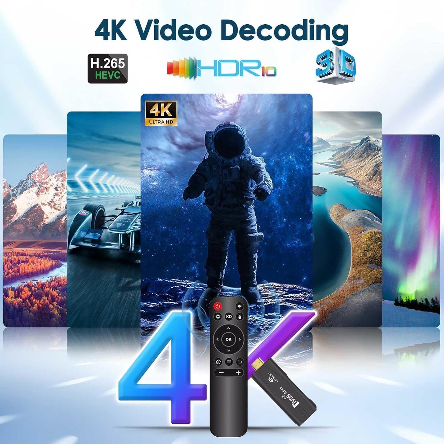 Android TV Stick 4K Mini Smart Tv Box DDR4 2GB RAM 16GB Quad-Core 64Bit Dual 2.4G/5G Wifi HDR10+ Ultra USB HD Smart TV STICK Box Streaming Media (Basic)