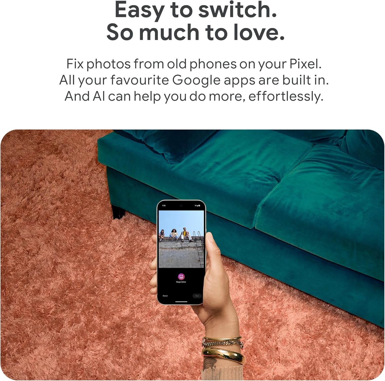 Pixel 9 with 45W Charger - Unlocked Android Smartphone with Gemini, Advanced Camera, 24-Hour Battery, and 6.3" Actua Display - Obsidian, 128GB