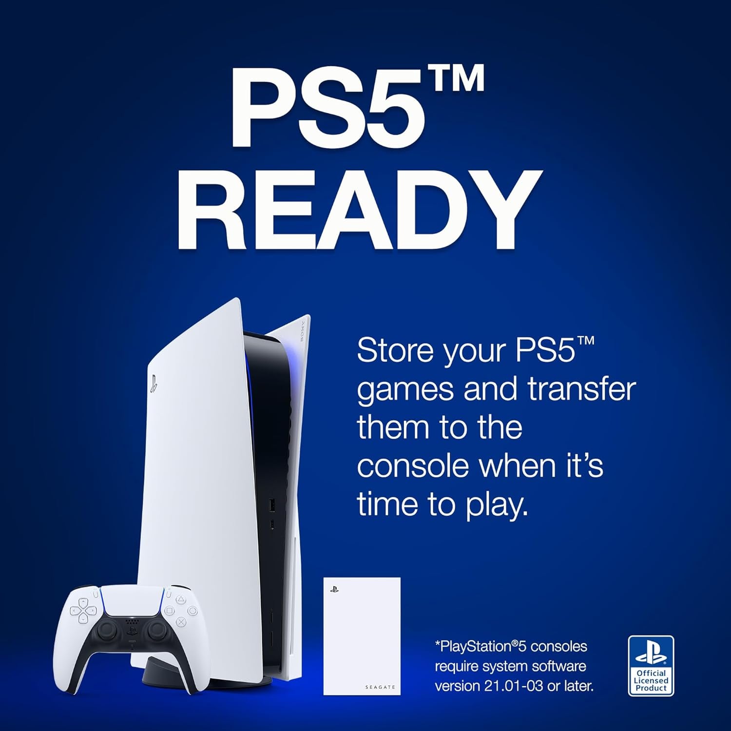 Game Drive for PS4/PS5 2TB, External HDD, USB 3.0, Officially Licensed, Blue LED, Incl 2 Weeks Playstation+ (STLV2000202)