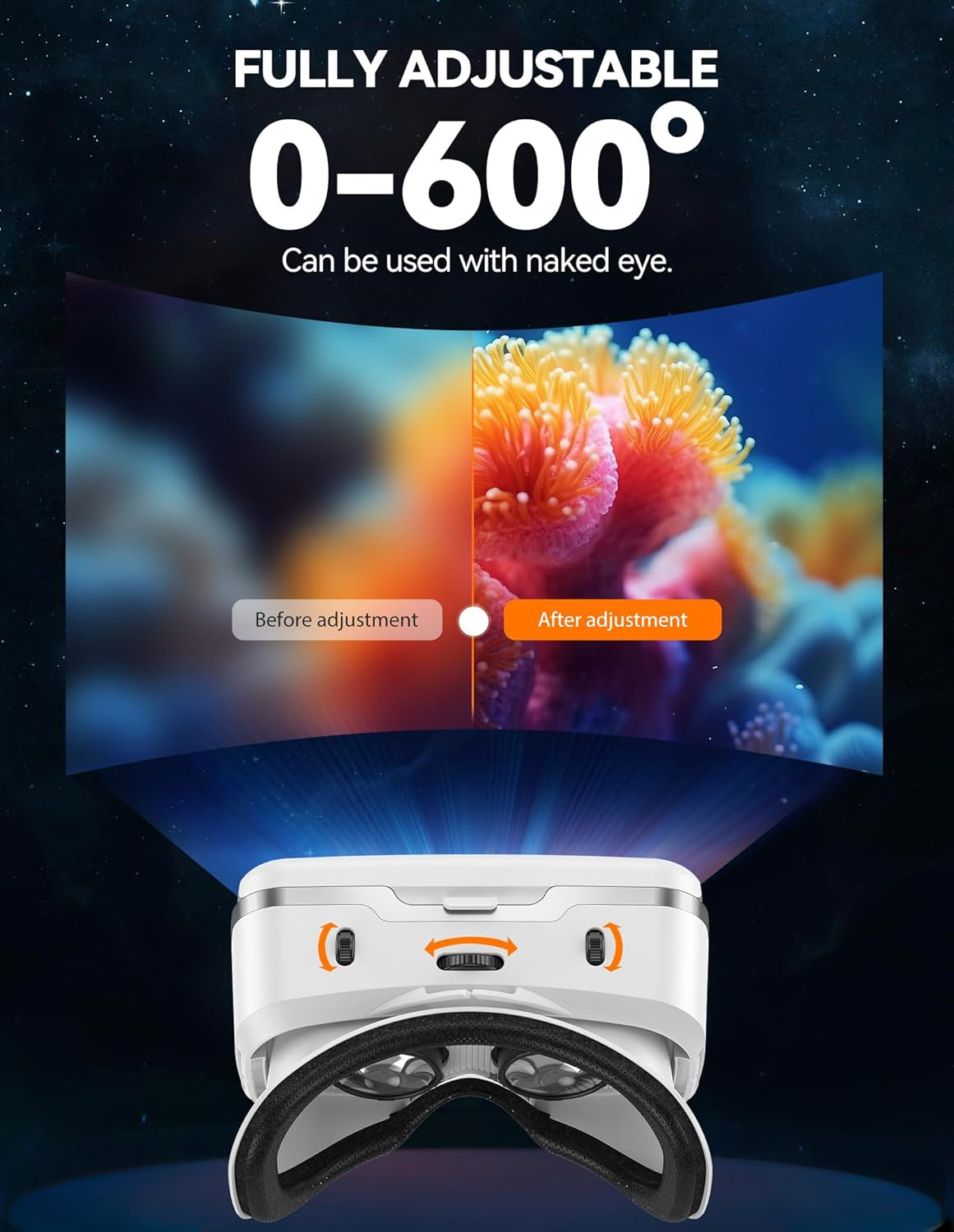 VR Headset for Phone, Virtual Reality Headsets with HD 110°FOV Anti-Blue Light Lenses & Adjustable Gears, 3D VR Headset for Kids Compatible Iphone Samsung Android 4.7-7.2"