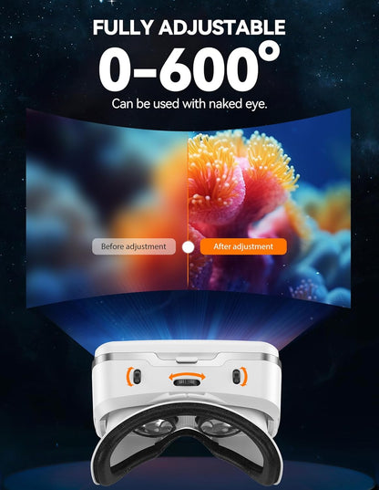 VR Headset for Phone, Virtual Reality Headsets with HD 110°FOV Anti-Blue Light Lenses & Adjustable Gears, 3D VR Headset for Kids Compatible Iphone Samsung Android 4.7-7.2"